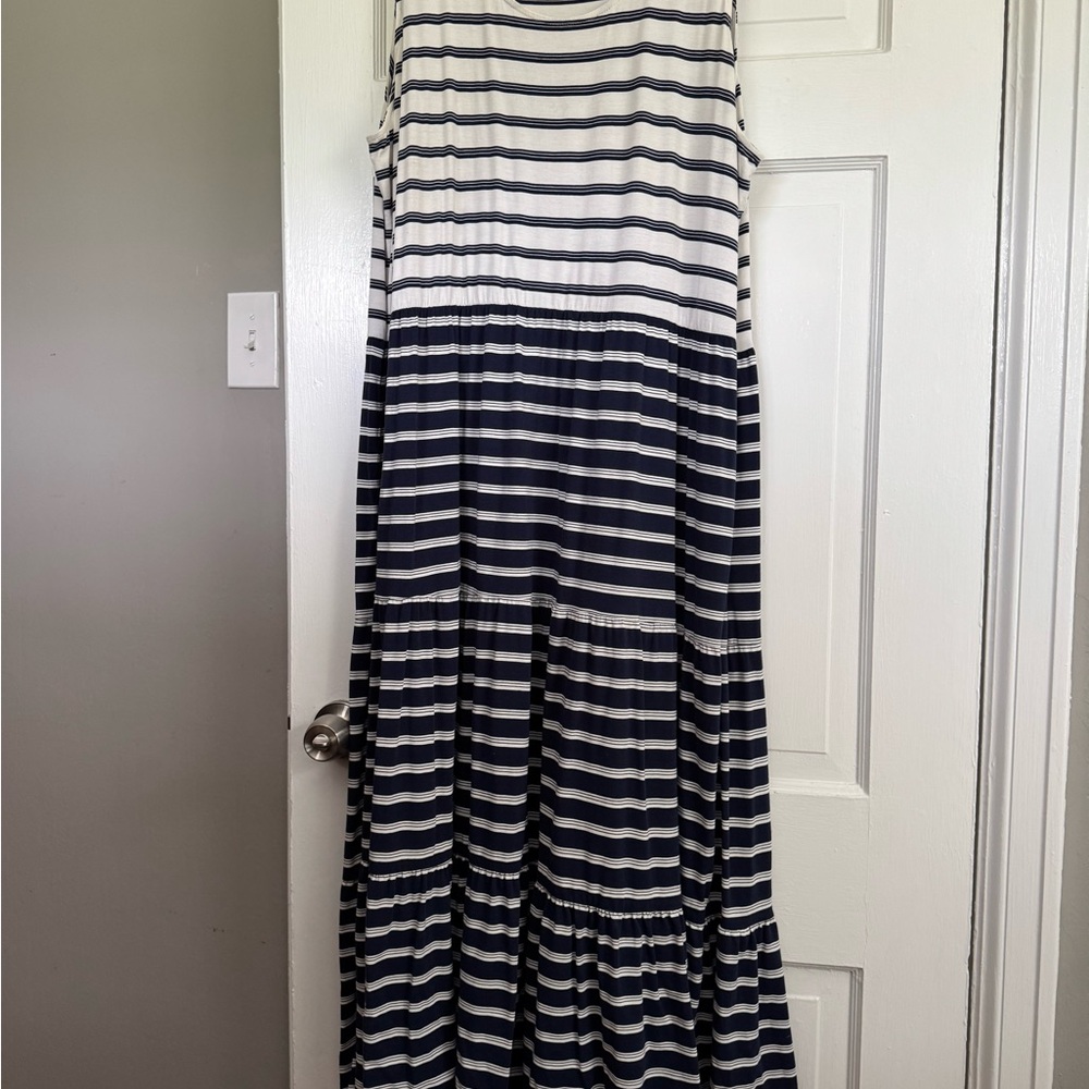 Lands end Striped Sleeveless Maxi Dress 2x